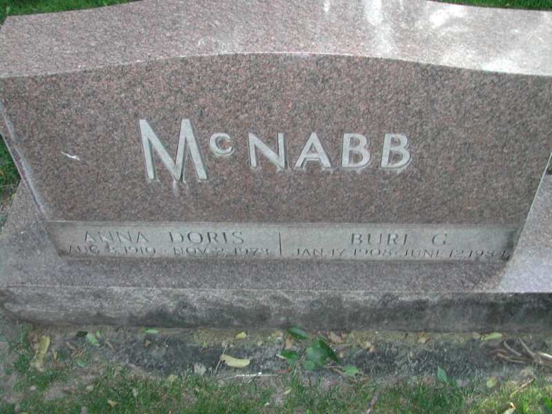 Grave marker of Burl George and Anna Cardon McNabb