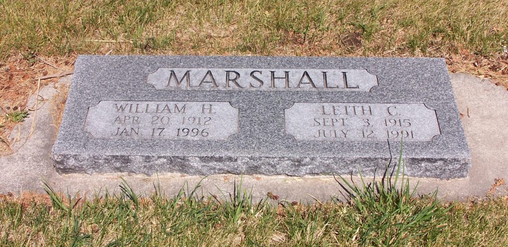 Grave marker of William and Leith Marshall