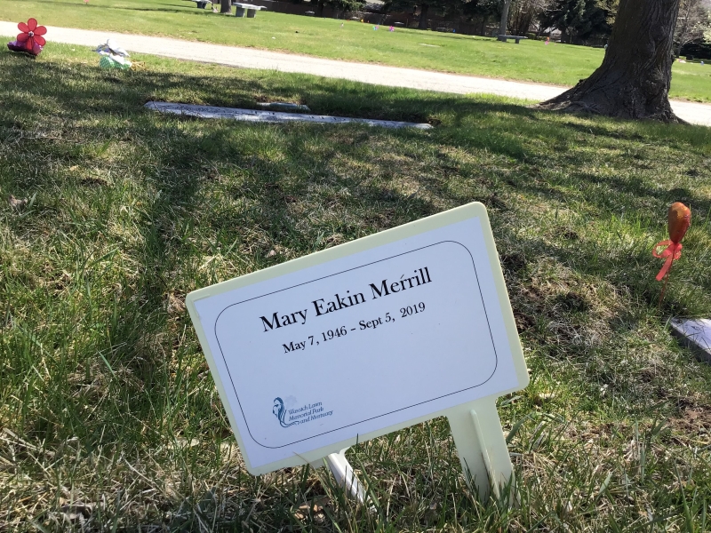 Grave marker for Mary Eakin Merrill