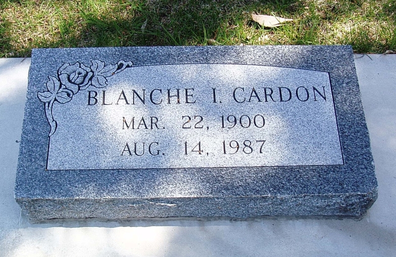 Grave marker for Blanche Irene Alsop Cardon