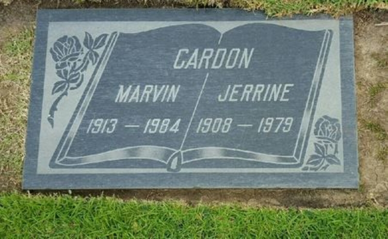 Grave marker for Marvin and Jerrine Cardon