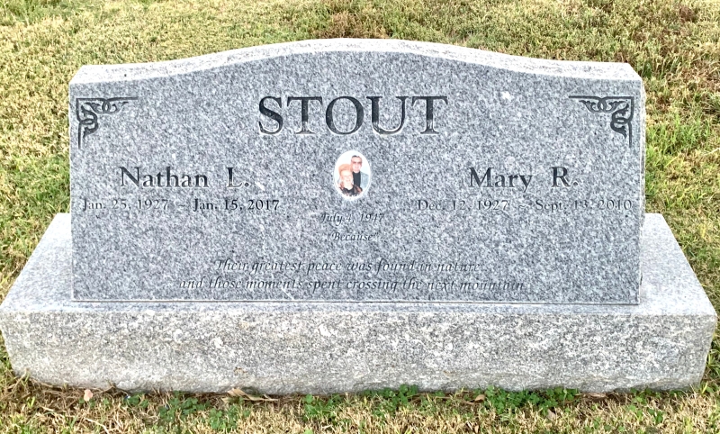 Grave marker for Nathan and Mary Stout
