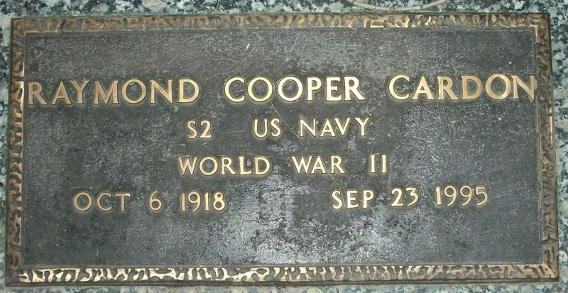 Grave marker of Raymond Cooper Cardon