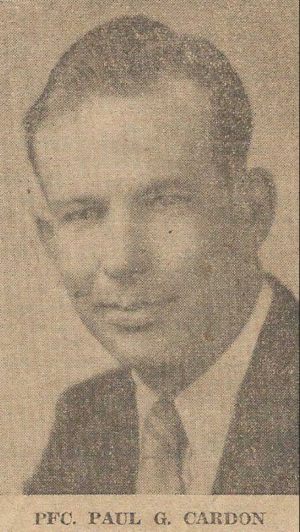 Obituary photo of Pfc Paul G. Cardon from the Logan newspaper