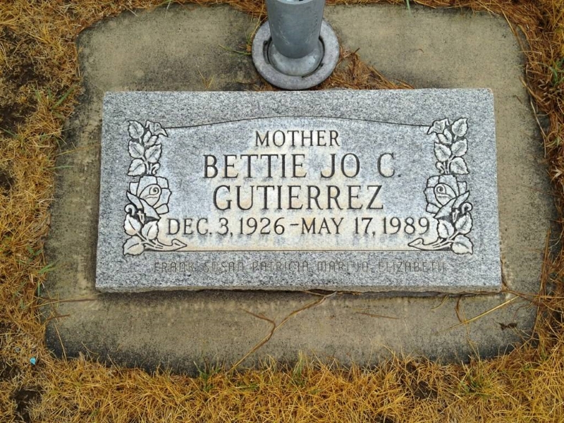 Bettie Jo's grave marker