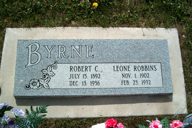 Grave Marker for Robert Charles and Leone Robbins Byrne