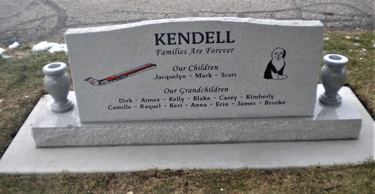 Back of grave marker for Bert and Marilyn Kendell