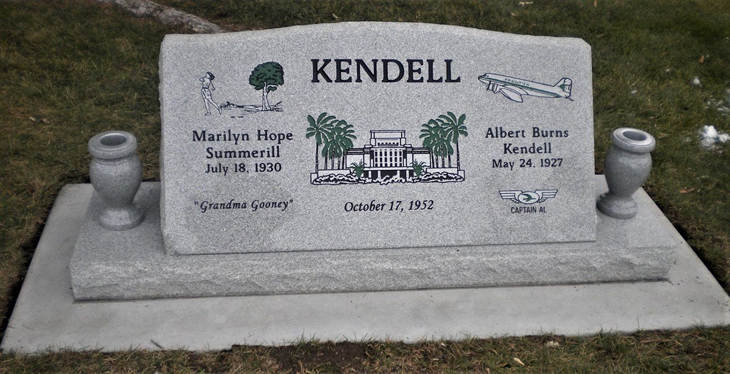 Albert Burns Kendell and Marilyn Hope Summerill grave marker