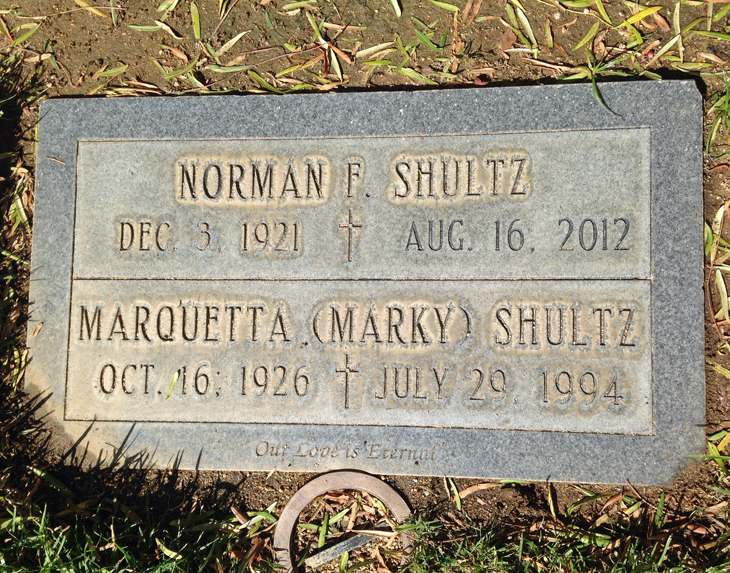 Grave Marker of Norman and Marquetta (Marky) Shultz