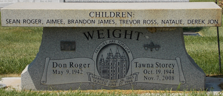 Grave Marker of Tawna Storey and Don Roger Weight