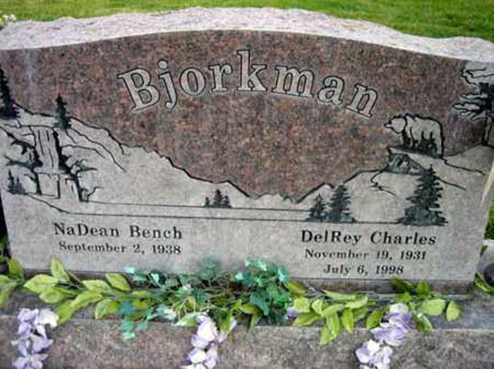 Grave Marker for NaDean Bench and DelRey Charles Bjorkman