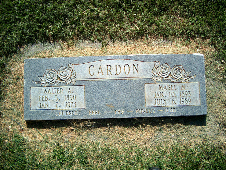 Walter and Mabel Cardon Grave Marker Photo