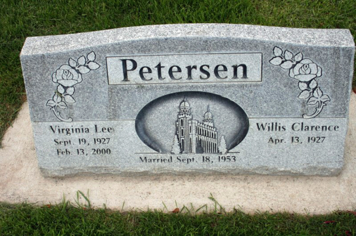 Grave Marker of Willis Clarence and Virginia Lee Petersen