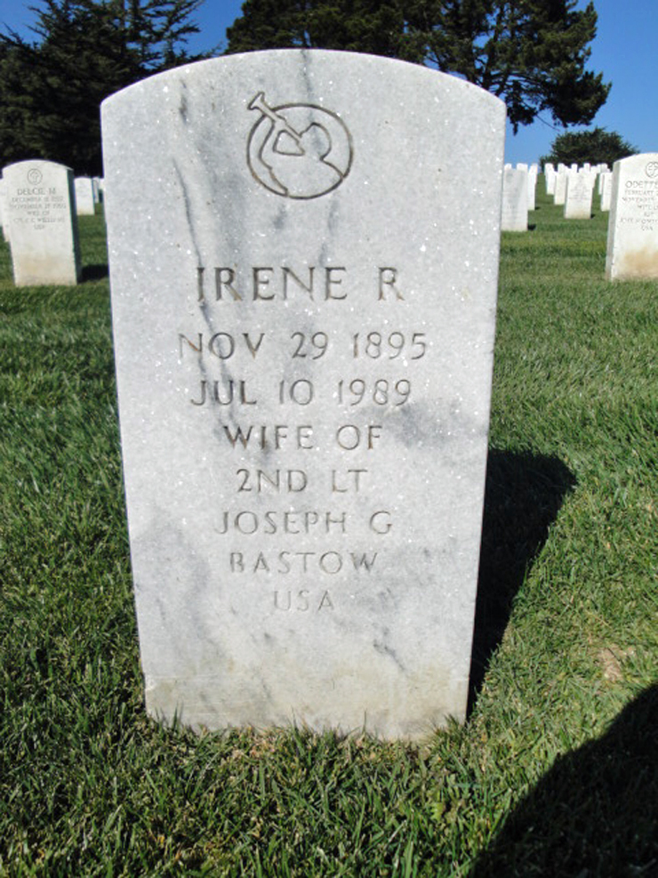 Grave marker for Irene Ricks Bastow