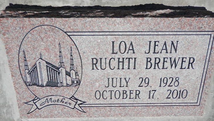 Grave Marker for Loa Jean Ruchti Brewer