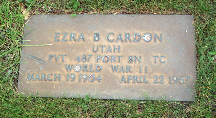 Grave Marker Photo of Ezra B. Cardon