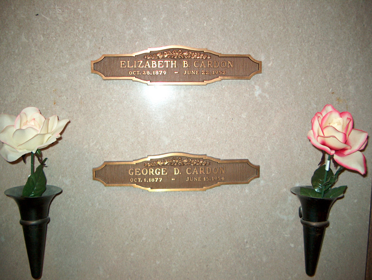 Grave Markers for George and Elizabeth Cardon