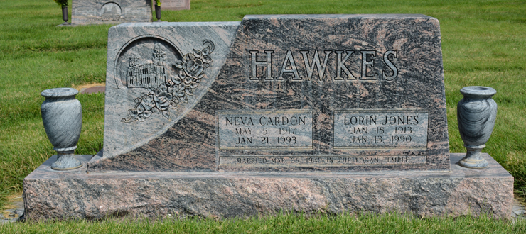 Neva Cardon and Lorin Hawkes grave marker