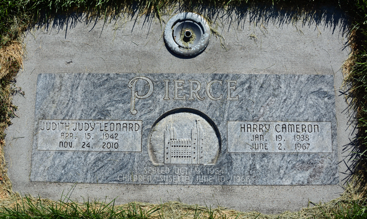 Grave Marker of Harry Cameron and Judith Leonard Pierce