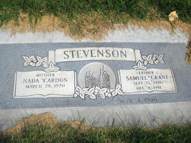 Grave Marker of Samuel Grant and Nada Cardon Stevenson