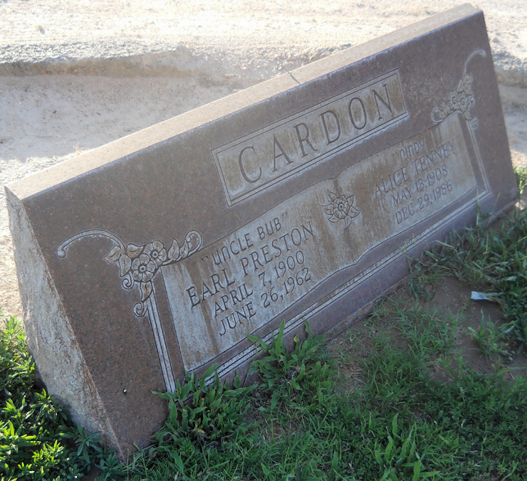 Grave Marker for Earl Preston and Alice Tenney Cardon