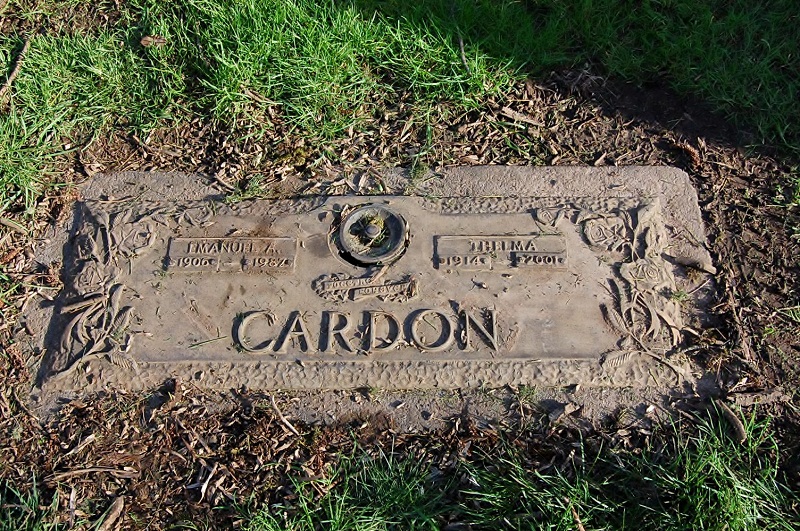 Grave Marker Photo of Emanuel and Thelma Cardon