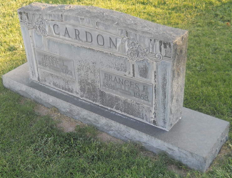 Grave Marker for Jesse and Frances Cardon