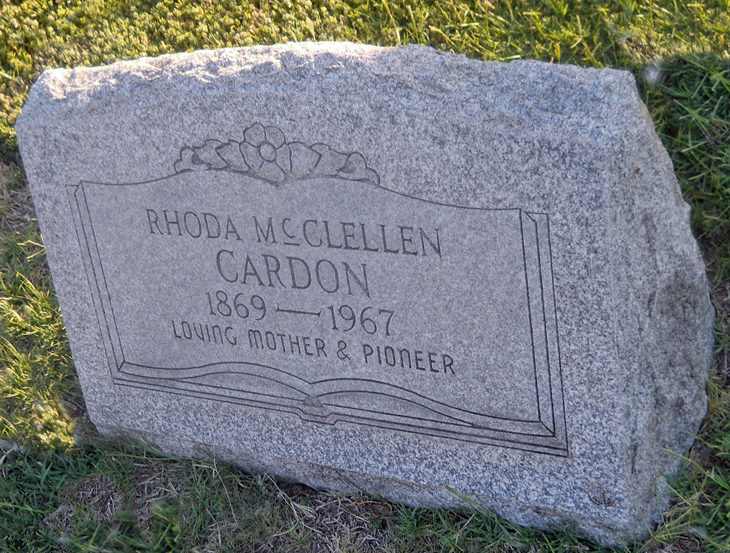 Grave Marker of Rhoda Ann McClellan Cardon