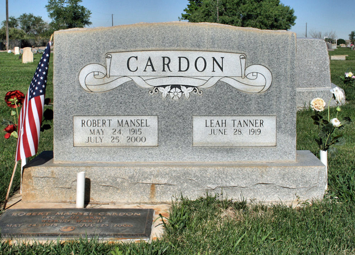 Grave Marker of Robert Mansel and Leah Tanner Cardon