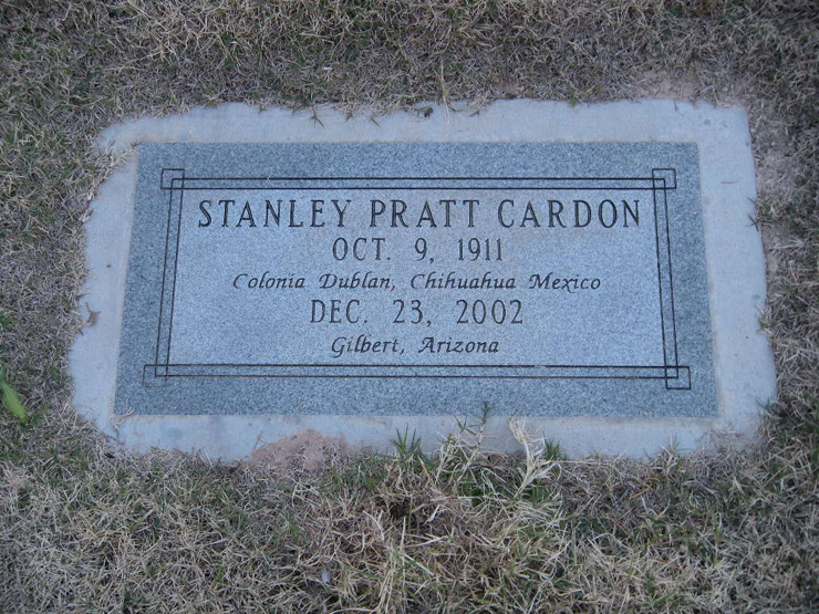 Grave Marker of Stanley Pratt Cardon