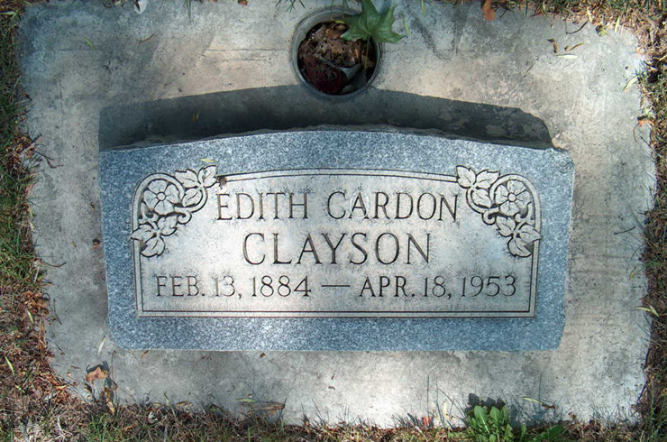 Grave Marker for Edith Cardon Clayson