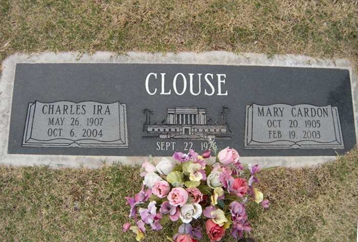 Charles Ira and Mary Cardon Clouse grave marker