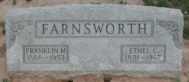 Franklin and Ethel Farnsworth grave marker