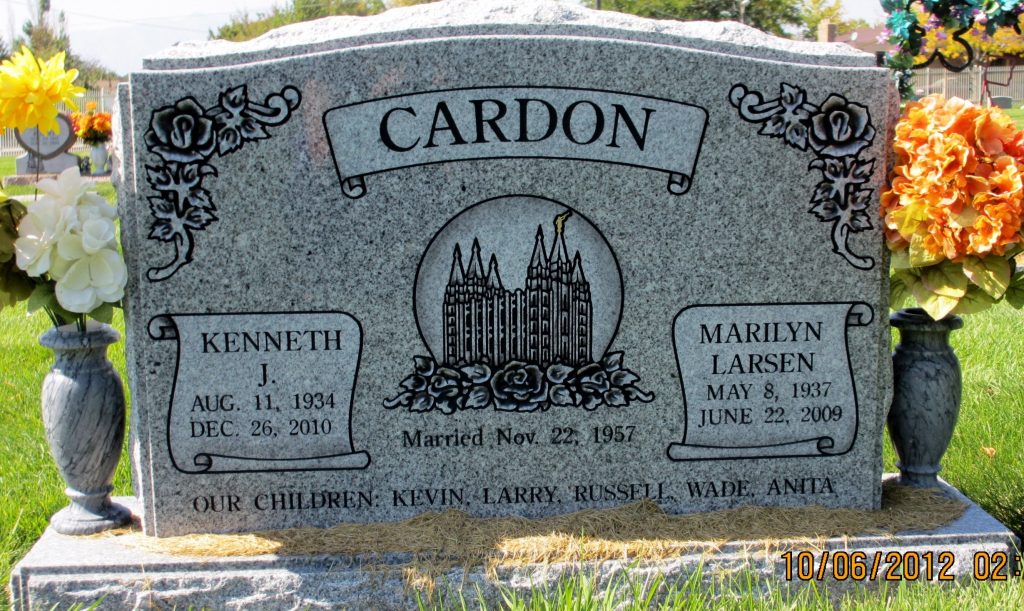 Grave Marker Photo for Ken and Marilyn Cardon