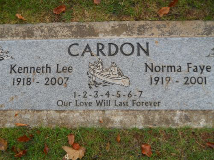 Grave Marker for Kenneth Lee and Norma Faye Thorstensen Cardon
