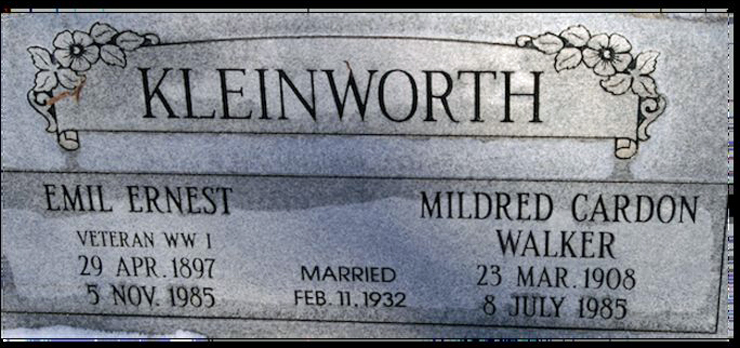 Emil and Mildred Kleinworth marker