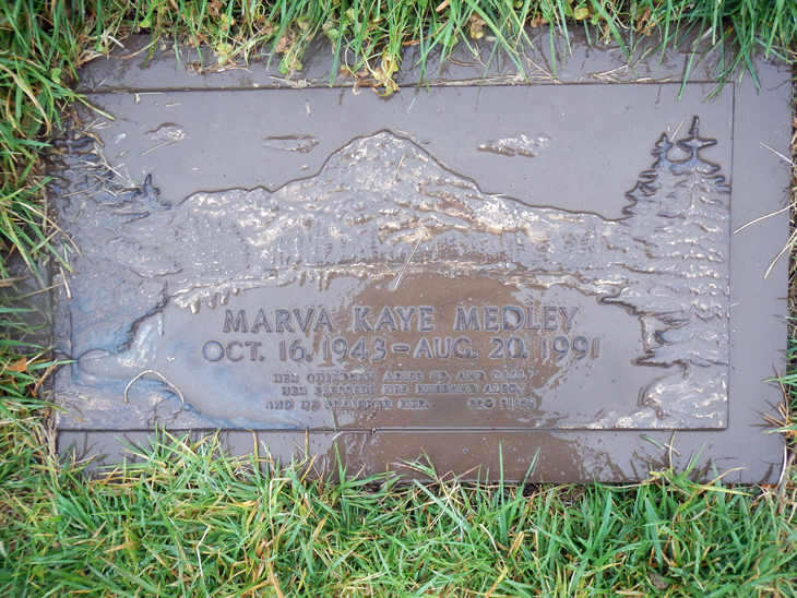 Grave Marker for Marva Kay Medley