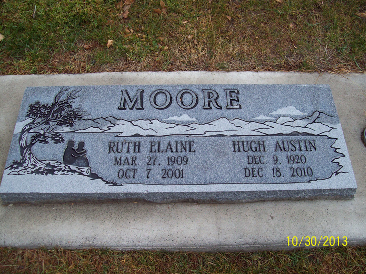 Grave Marker of Hugh Austin and Ruth Elaine Moore