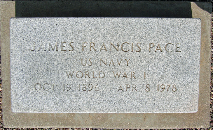 Grave Marker for James Francis Pace