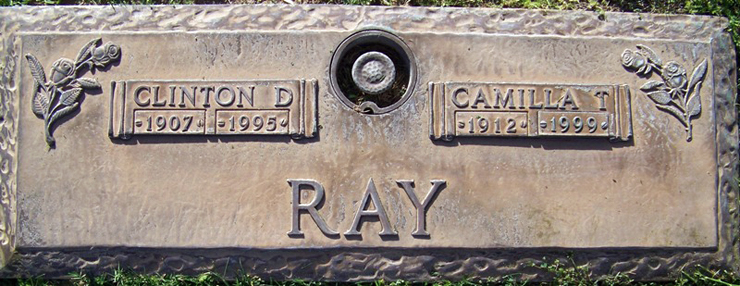 Grave Marker for Clinton D. and Camilla Taylor Ray