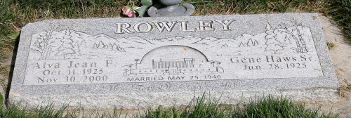 Grave Marker of Gene Haws and Alva Jean Farnsworth Rowley