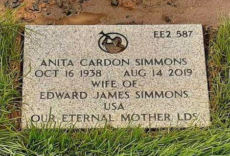 Grave Marker of Anita Cardon Simmons