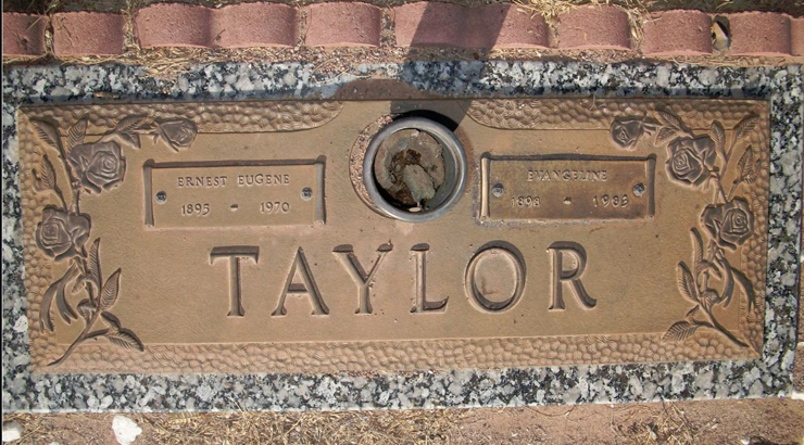 Grave Marker of Ernest Eugene and Evangeline S. Taylor