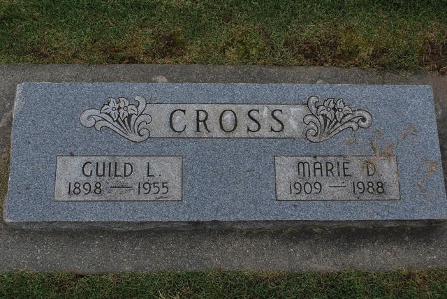 Guild L and Marie D Cross grave marker