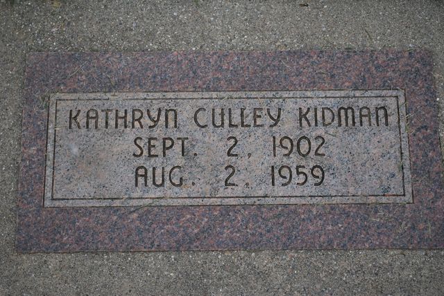 Grave marker of Kathryn Culley Kidman