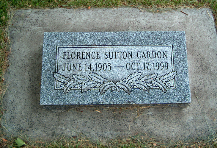 Grave Marker Photo of Florence Sutton Cardon