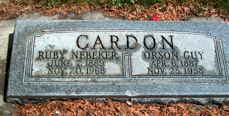 Grave marker for O. Guy Cardon and Ruby Nebeker