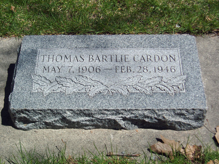 Grave Marker of Thomas Bartlie Cardon Sr.