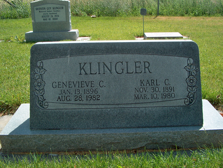 Grave marker for Karl and Genevieve Klingler