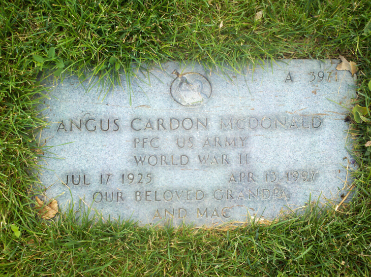 Angus Cardon McDonald military marker